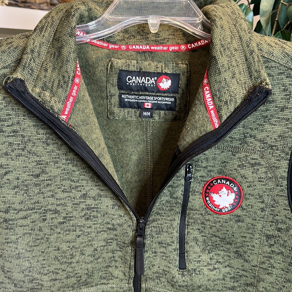 EUC Canada Weather Gear Men's size Medium Green/Black Vest Full Zipper Fleece,M - Picture 5 of 14
